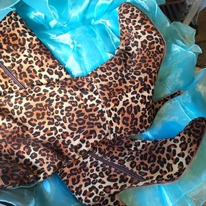 Leopard Print Knee High Boots
